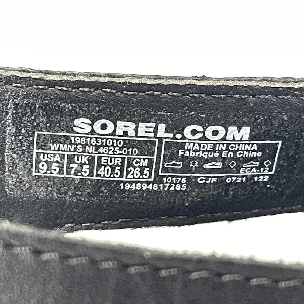 Sorel Cameron Flatform Wedge Sandals Womens Size 9.5 Black Leather Strappy Shoes